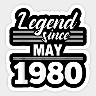 39th Birthday Gift Legend Since May 1980 Sticker